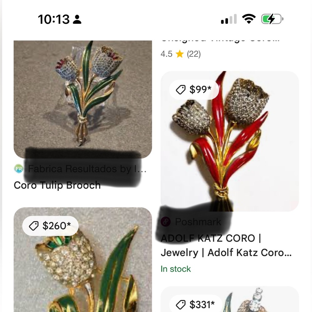 🚨RARE🔥: 1930’s CORO Adolf Katz Double Tulip Collectors Brooch - Picture 10 of 11